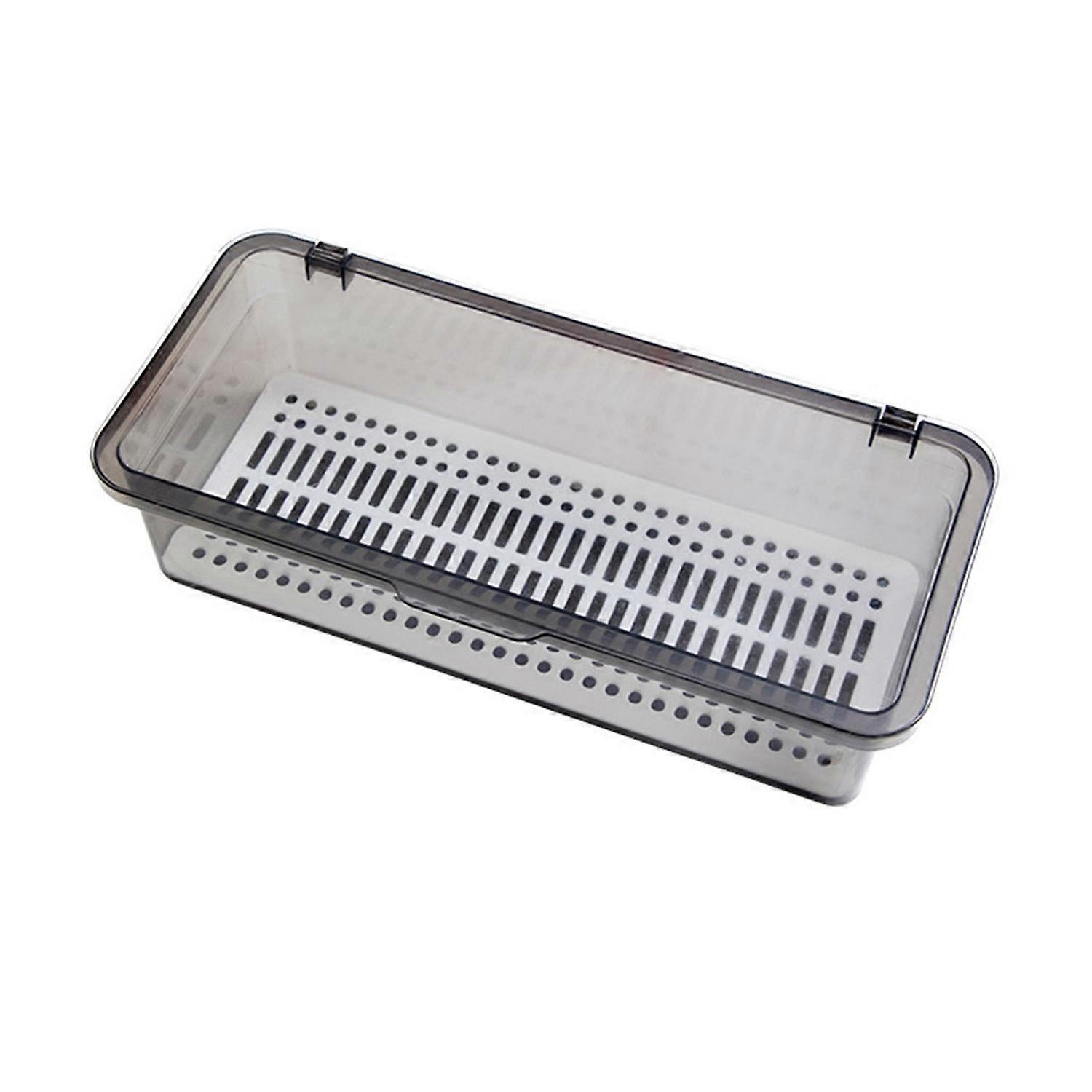 Flatware Tray with Lid Drainer Transparent Dustproof Kitchen Utensil Silverware Cutlery Tray for Cho