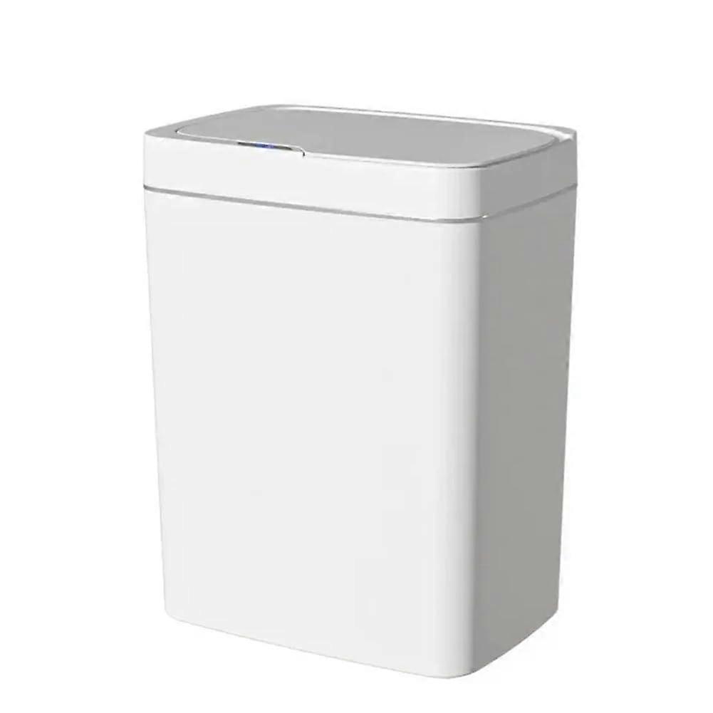 Intelligent Bathroom Trash Can White Narrow Electronic Dustbin With Sensor Compatible With Smart Home