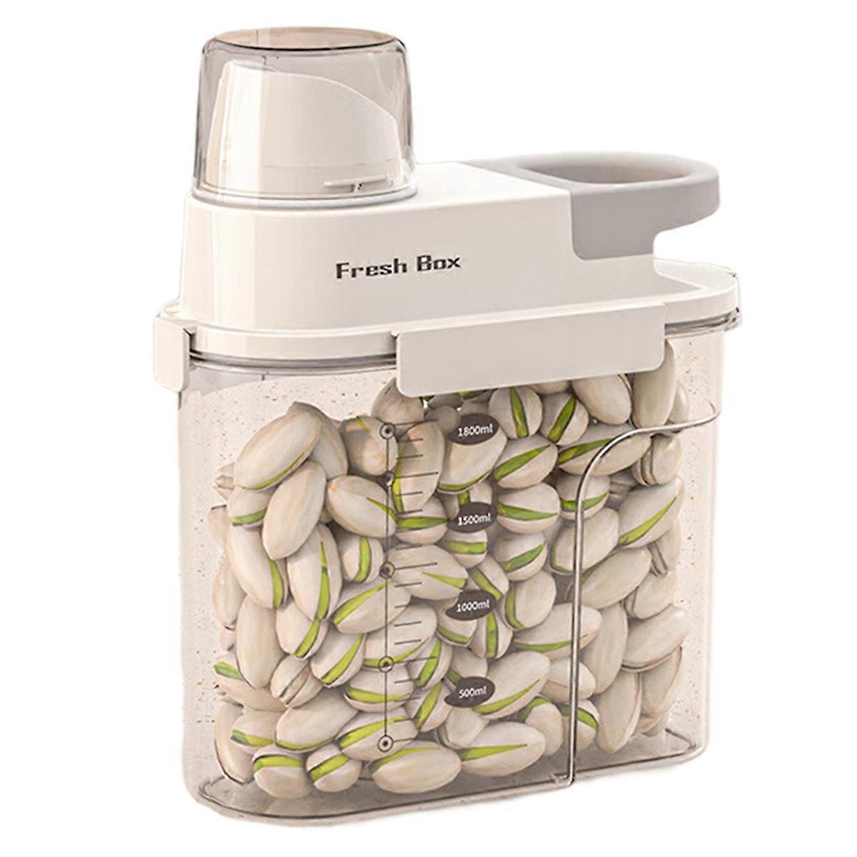 Sealed and Moisture-Proof Food Storage Container Designed with Measuring Cup Large Capacity Storage Box 1800ML LightGray