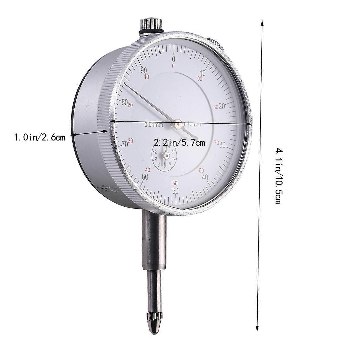 Mechanical Dial Indicator Probe Indicator Dial Test Gauge Range 0-10mm Dial Test Indicator (Silver)
