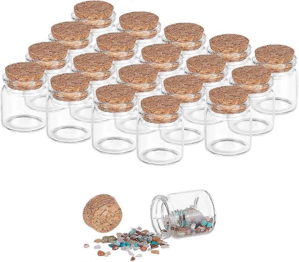 20pcs 20ml Glass Bottles with Cork Stoppers Mini Glass Bottles Small Decorative Bottle Tiny Glass Vials Corks Jars Art Crafts Storage Container for We