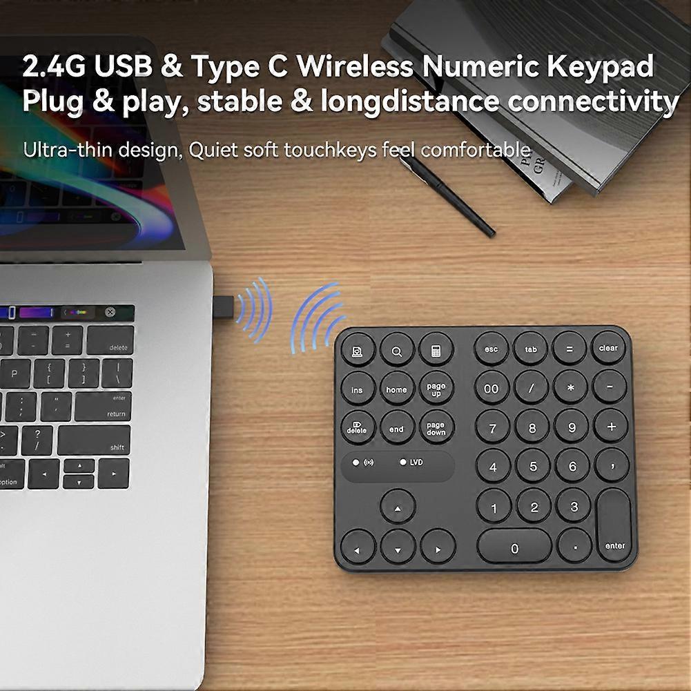 Rechargeable Double Bluetooth Number Pad Wireless Numeric Keypad 35-Keys External Numpad Keyboard Data Entry
