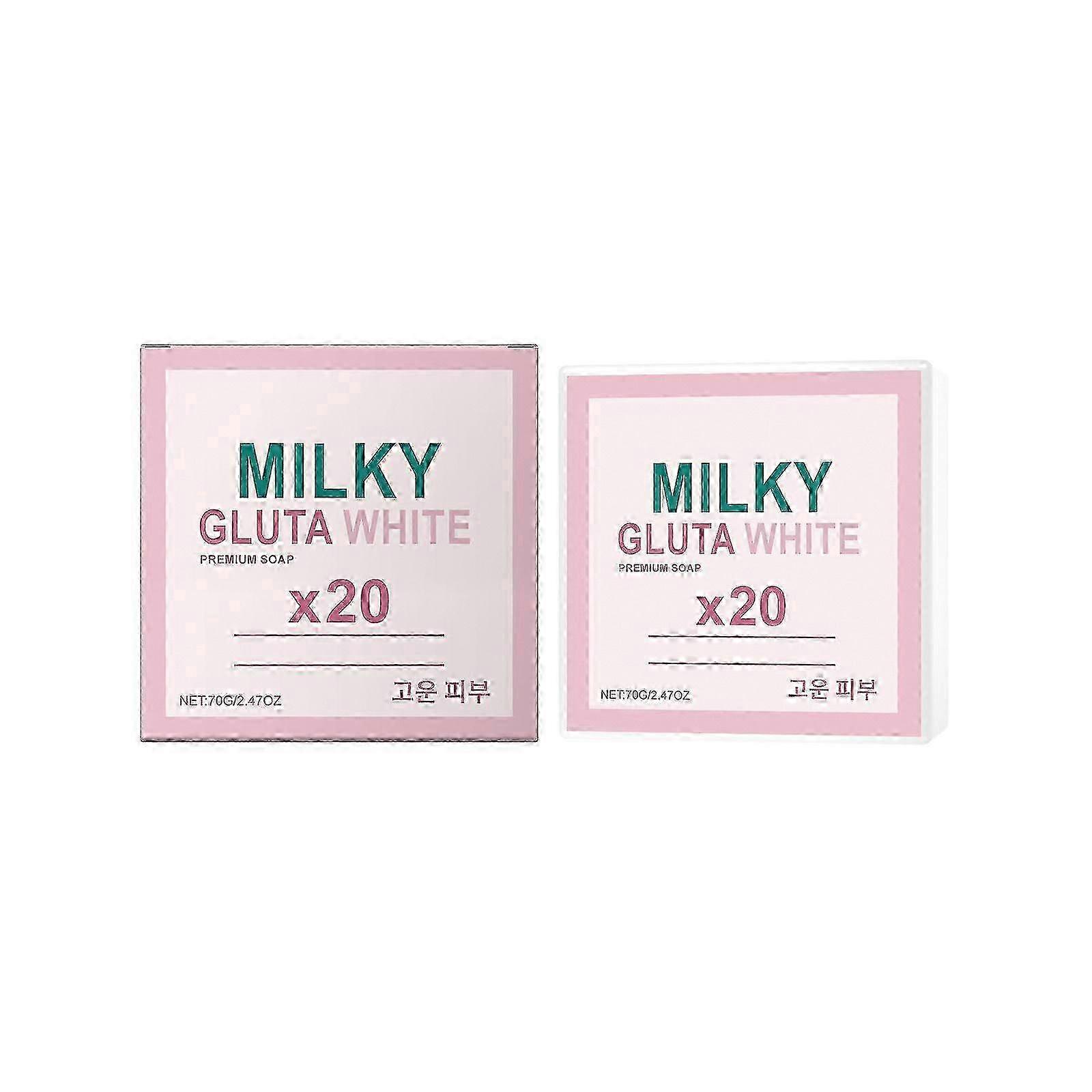 صابون حليبي جلوتا الأبيض 20x ، 70 جرام صابون تبييض حليب جلوتا ، صابون حليب جلوتا ، صابون أبيض للوجه والجسم للتنظيف العميق للتقشير