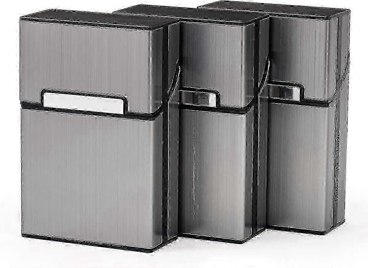 3 Adet Sigara Tabakası Erkek Sigara Kutusu Kadın Alüminyum Sigara Tutucu Sigara Paketi Sigara Paketi Manyetik Kapatma Gri-İyi