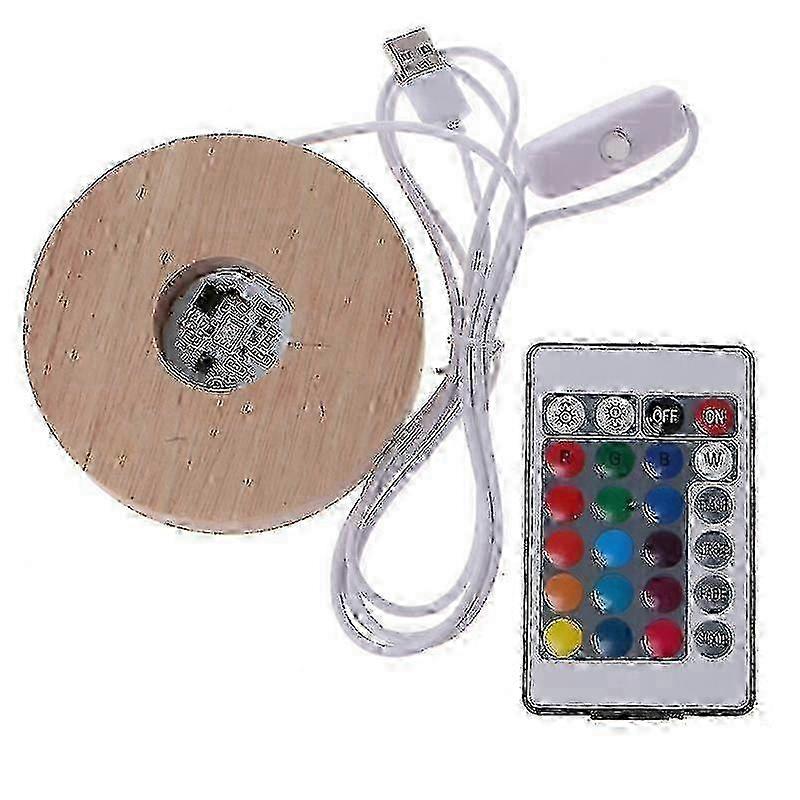 Resin Display Wood Led 12 Colors Rgb Adjustable Light Base With Remote Control f54 25-26