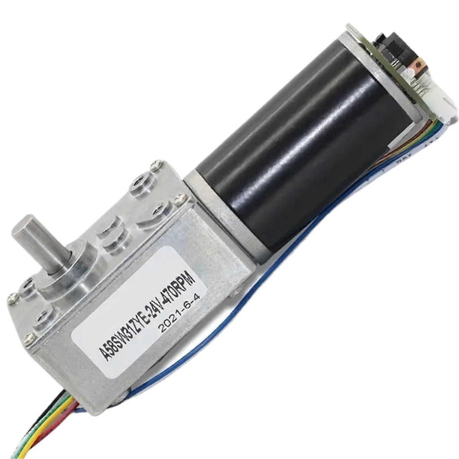 12V 24V Worm Gear Motor with Encoder  Torque Right Angle Gearbox Low Noise Metal Design