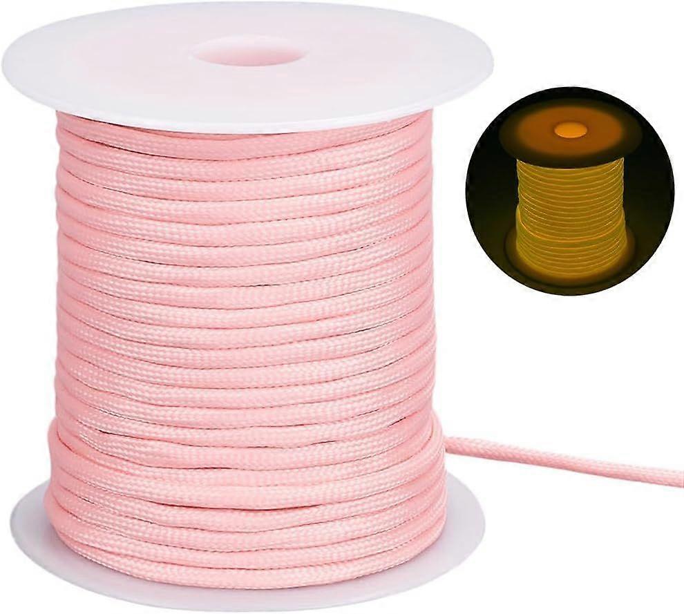 34 Yards/31m 4mm Polyester Paracord String Glow in The Dark para Cord 550 Parachute Spool Cords Pink Luminous Survival Climbing Rope for Outdoor Hikin