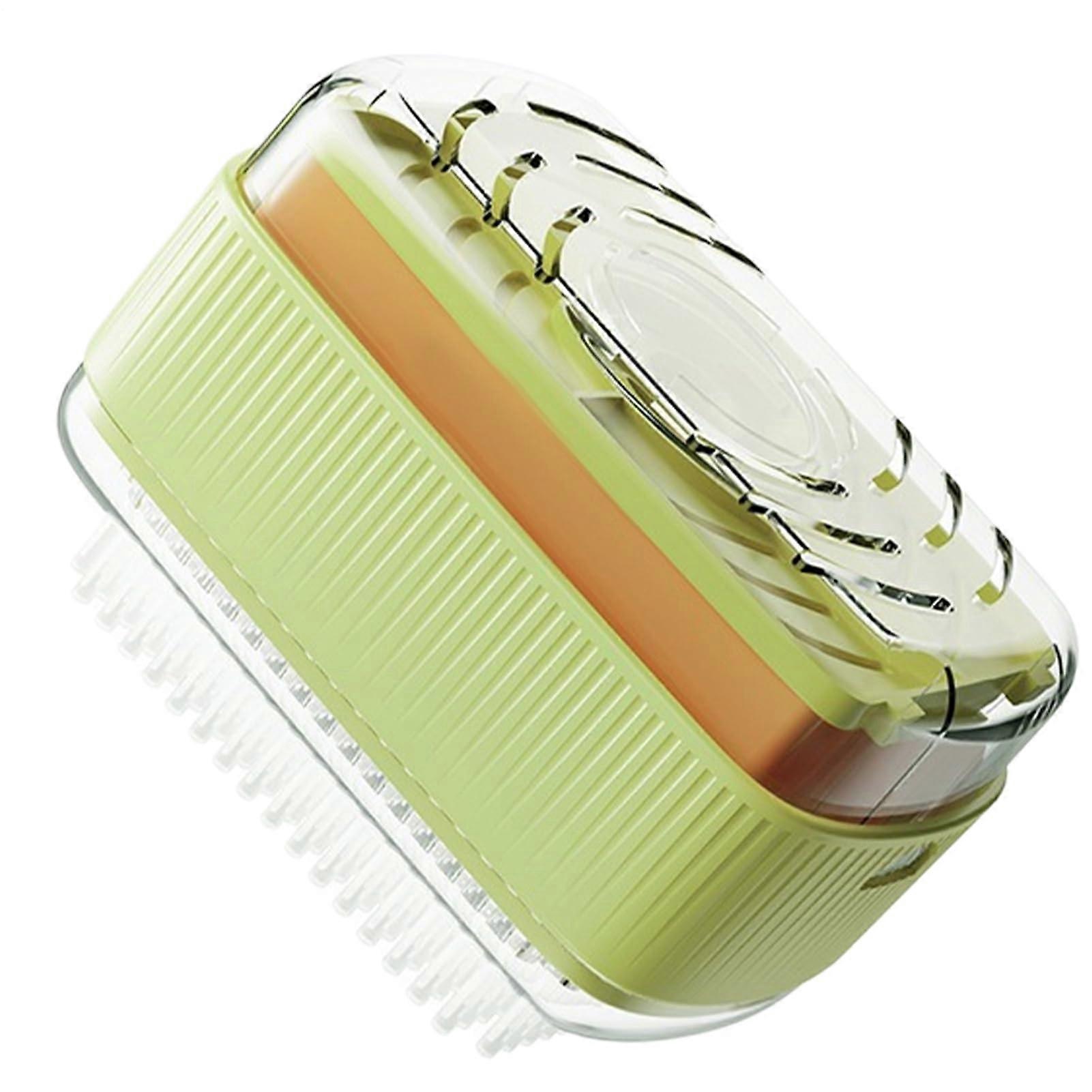 Soap Dispenser with Brush, Adjustable Foam Output, Refillable for Kitchen Bathroom Travel Green