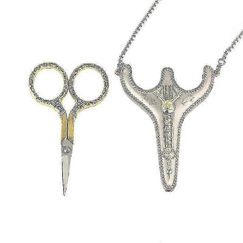 Stainless Steel Sharp Tip Sewing Snips Thread Cutter Safety Scissors With Sheath Chain (silver)