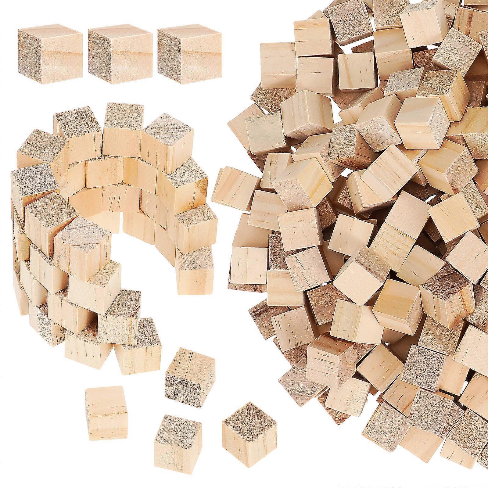 Wooden Blocks 300 Pcs Craft Making Building Blocks For DIY Projects Size 1.50X1.50X1.50CM Color Khaki