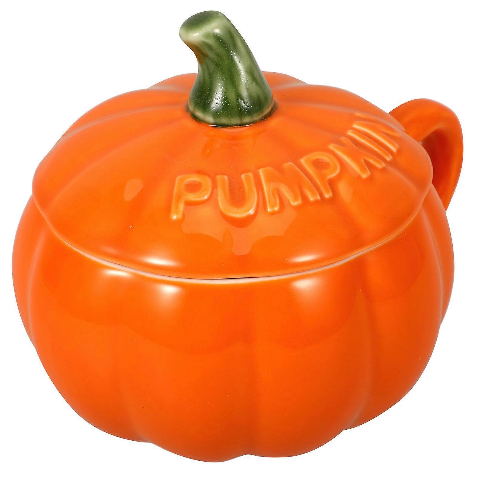 Ceramic Pumpkin Mug for Coffee Drinking Home Use Orange Colored Cup