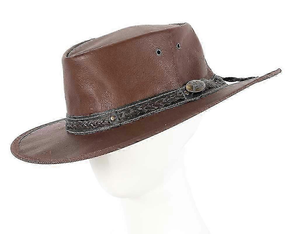 Australian Kangaroo Leather Crushable Outback Jacaru Hat LARGE (59-60cm)