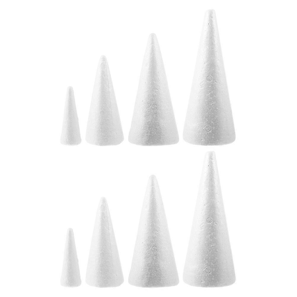 Foam Cone White Foam Cones for DIY Crafts 8Pcs for Art Project Uses