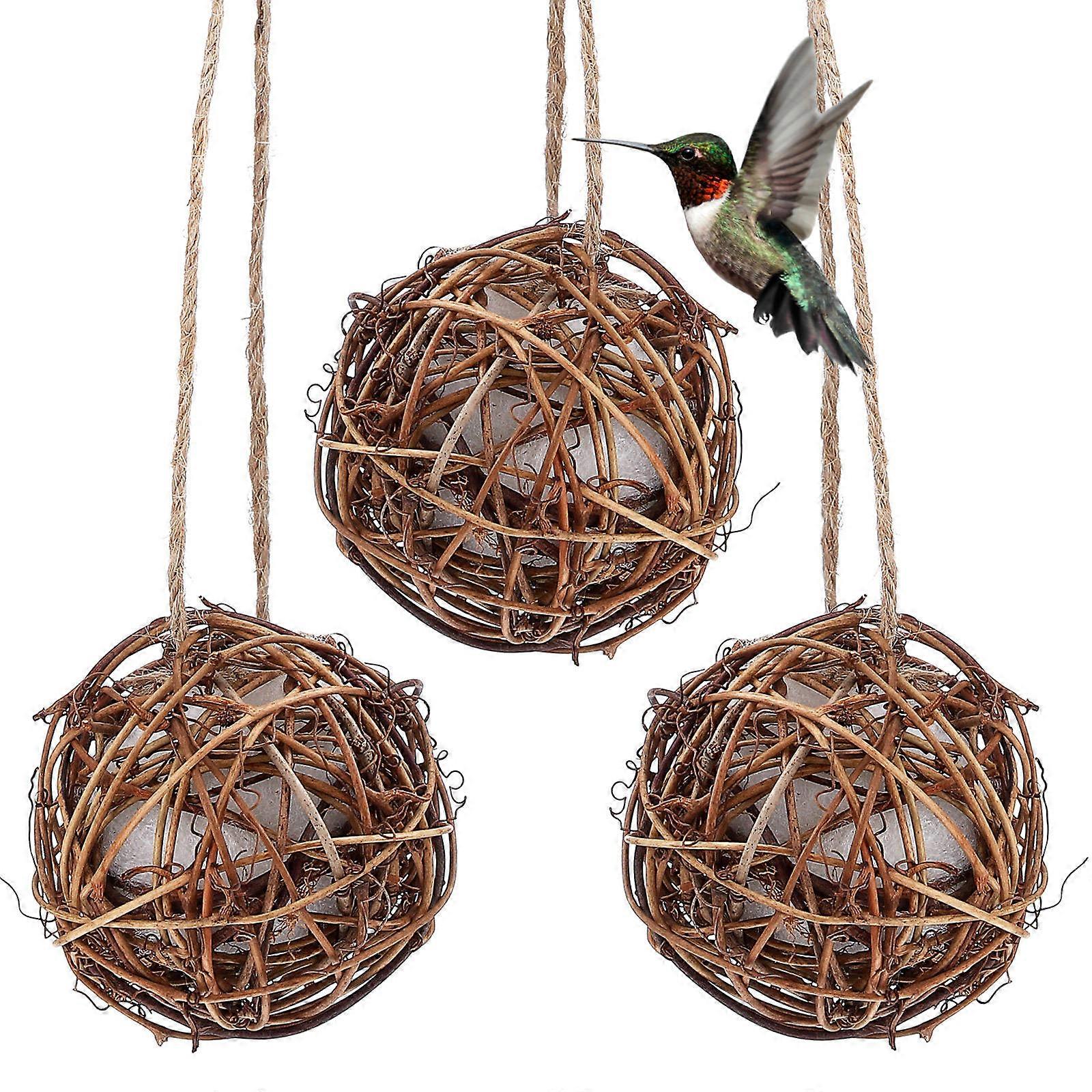 Bird Nest Hanging Decor with Outside Roosting Pocket for Hummingbird Nest 9Pcs