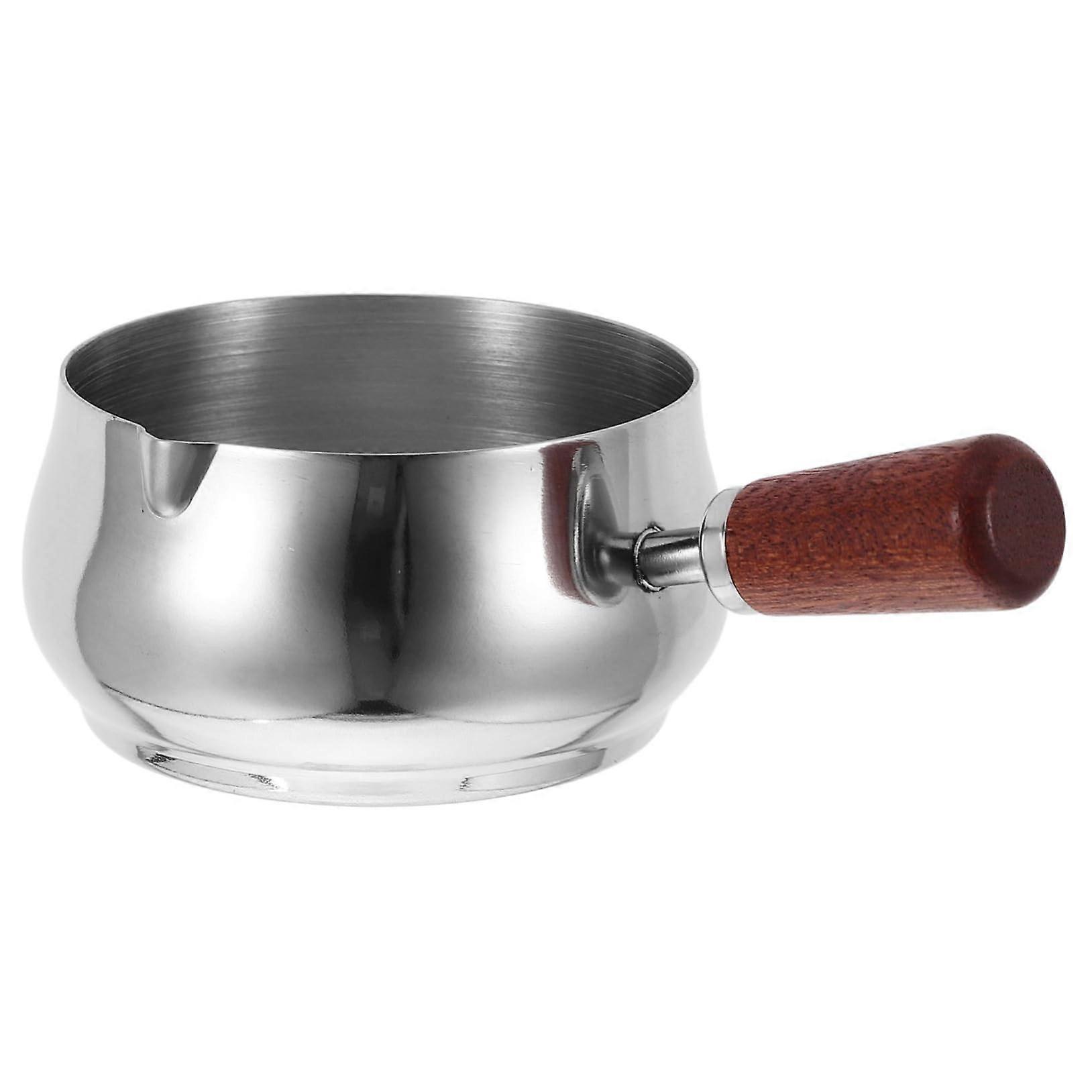 Small Stainless Steel Sauce Pan with HeatResistant Wooden Handle, Large Capacity Rustproof Pot