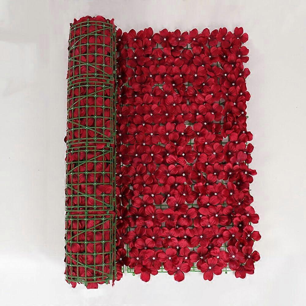 Artificial Flower Fence Panel, Expandable Privacy Screen with Red Flowers for Garden and Wedding, 0.5x3M