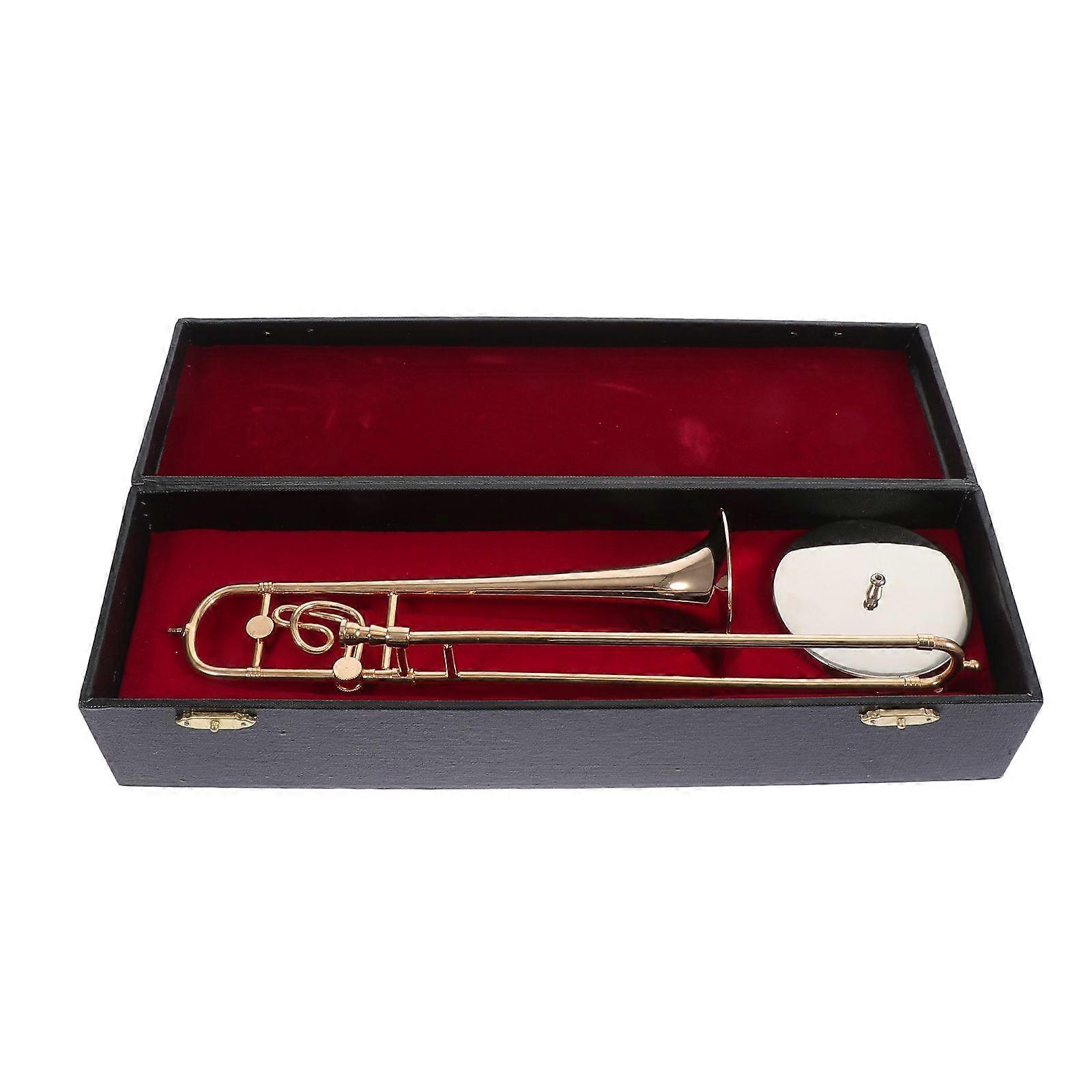 1pc Exquisite Copper Craft Trombone Model Desktop Decor Instrument Model Decor