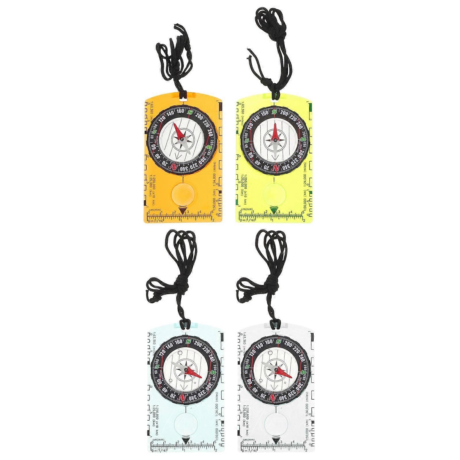 Outdoor Compass Ruler Navigation Compass Map Reading Tool Acrylic Compact Lightweight for Hiking 4Pcs