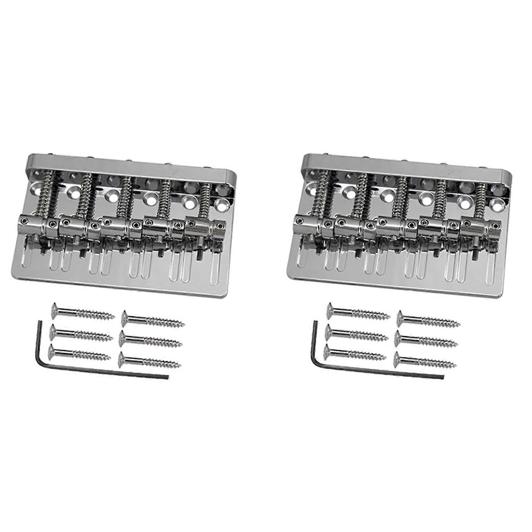 2X 5 String Thickened Bass Saddle Bridge Pull String Plate for 5 String Electric Bass Guitar Accessories Silver