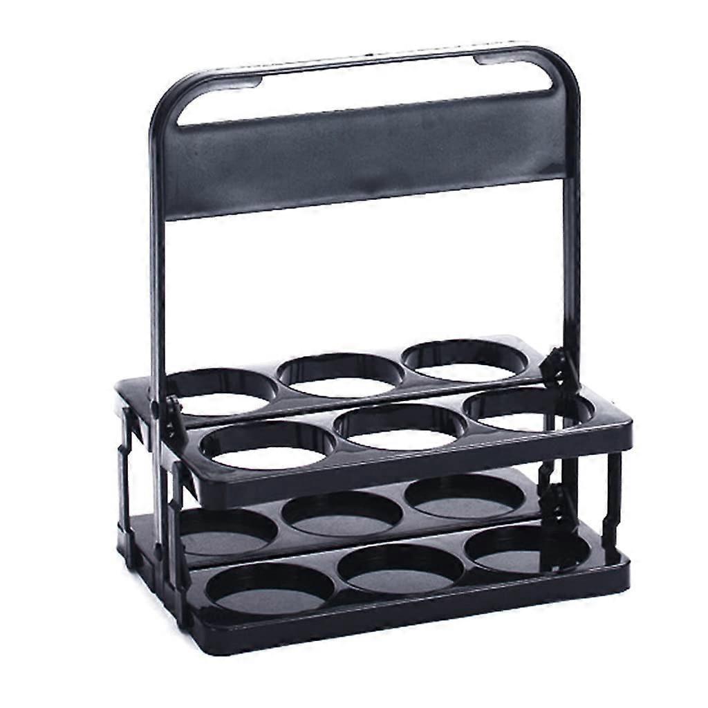 Foldable 6 Pack Beer Bottle Carrier Holds Six Bottles Durable EcoFriendly Plastic Rack Black