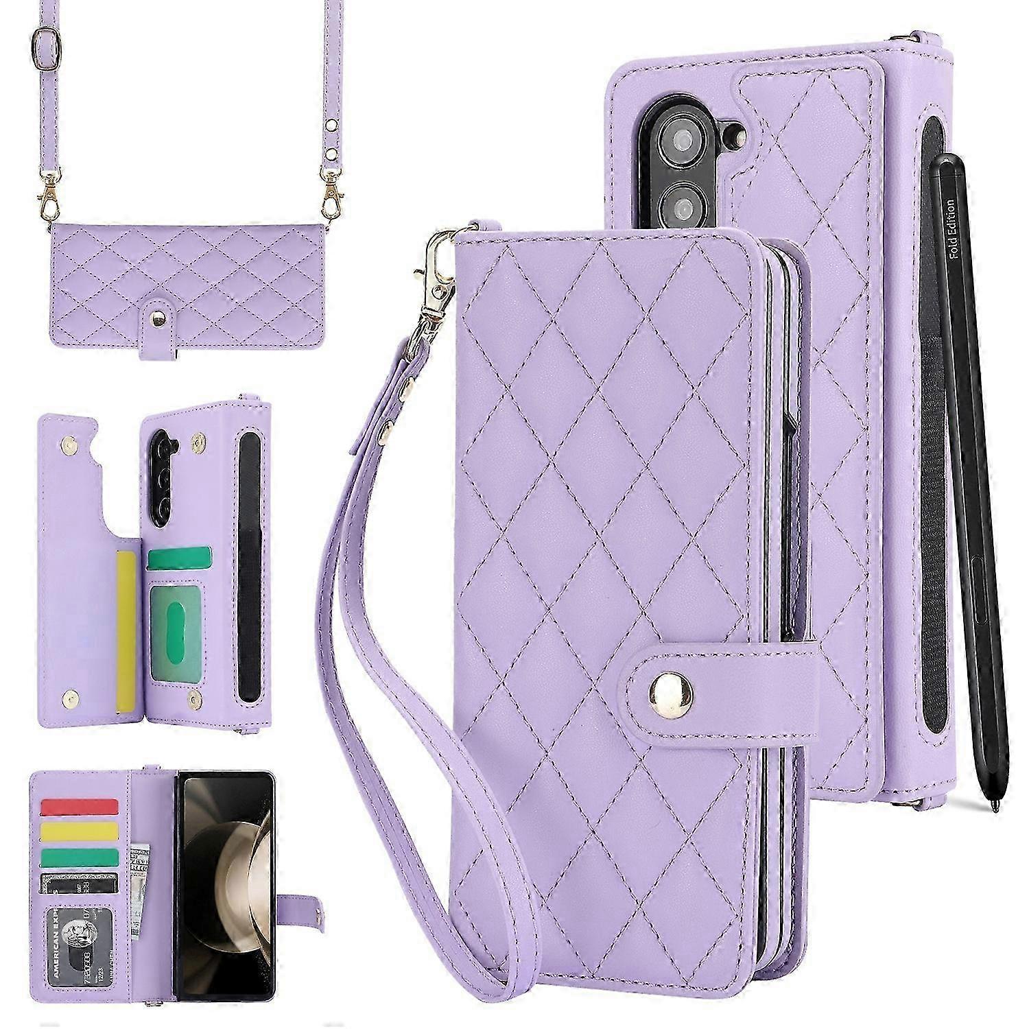 Crossbody Multifunction Rhombic Leather Phone Case 25-26