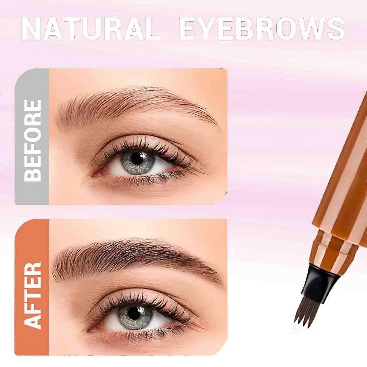 Microblading Eyebrow Pencil Waterproof 4Fork Tip Gray Brown for Sparse Brows LongLasting Natural