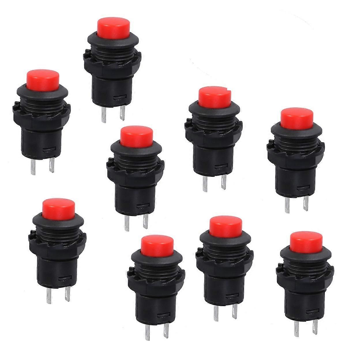 Spst Self Locking 2 Pin Push Button for Industrial Use 10Pcs Set