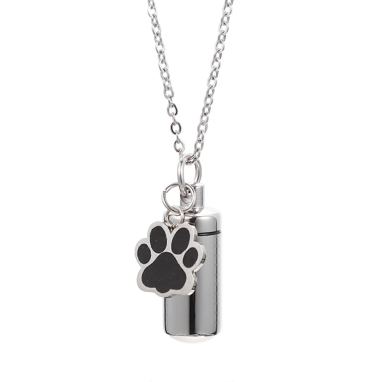 Black Bone Ashes Cat Ashes Urn Necklace for Storage Paw Pattern Pendant