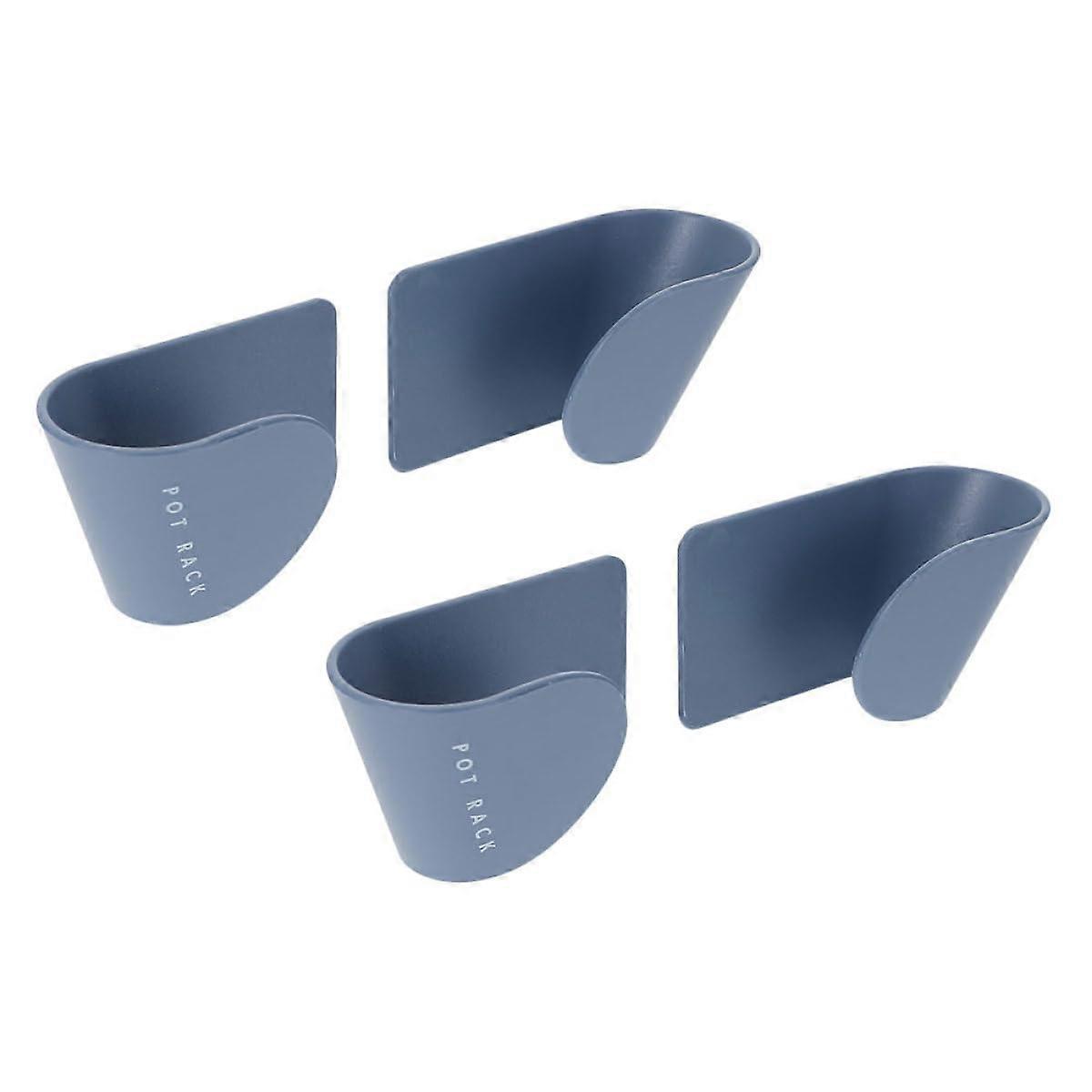 Pot Lid Holder Rack 4pcs Set ABS Wall Mount PunchLess SpaceSaving Kitchen Organizer Blue