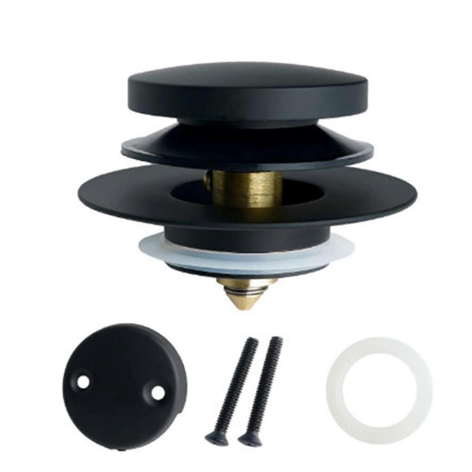 Automatic Bathtub Drain Stopper with Auto Retracting Popups, Odor Prevention, Black Core Design