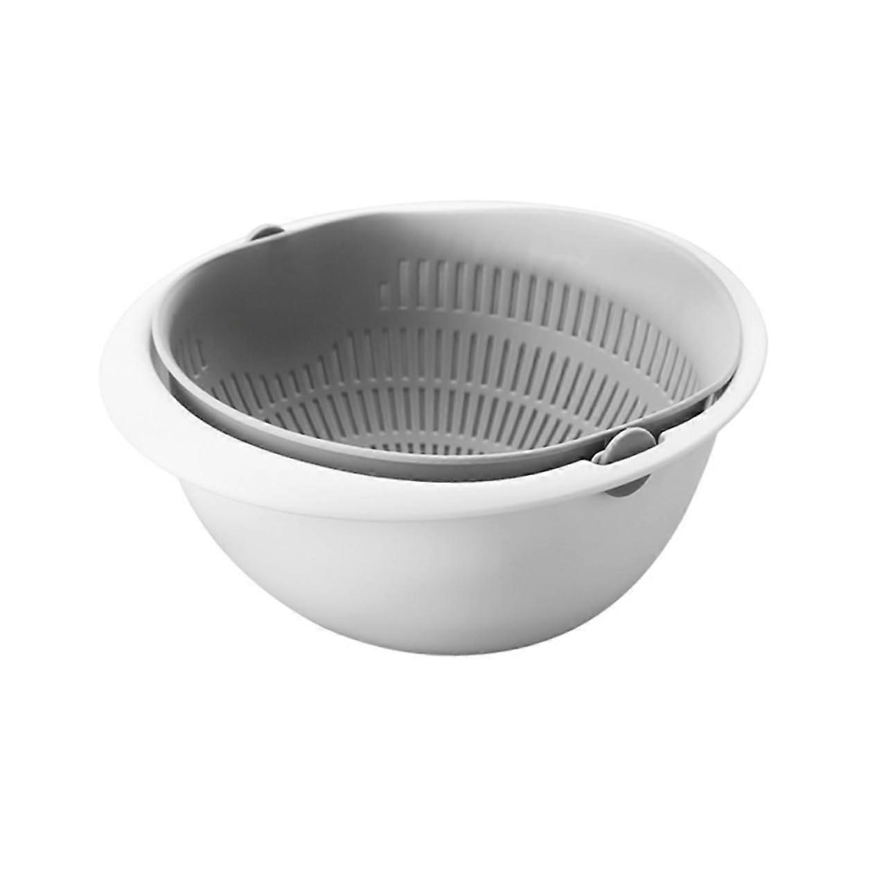 Kitchen Sink Strainer Basket with 360° Rotating Double Layer Drain Rack for Fruit Vegetable Storage Grey