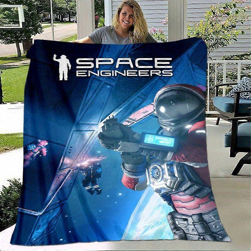 Space Engineers Blanket  Soft Flannel Throw with Astronauts