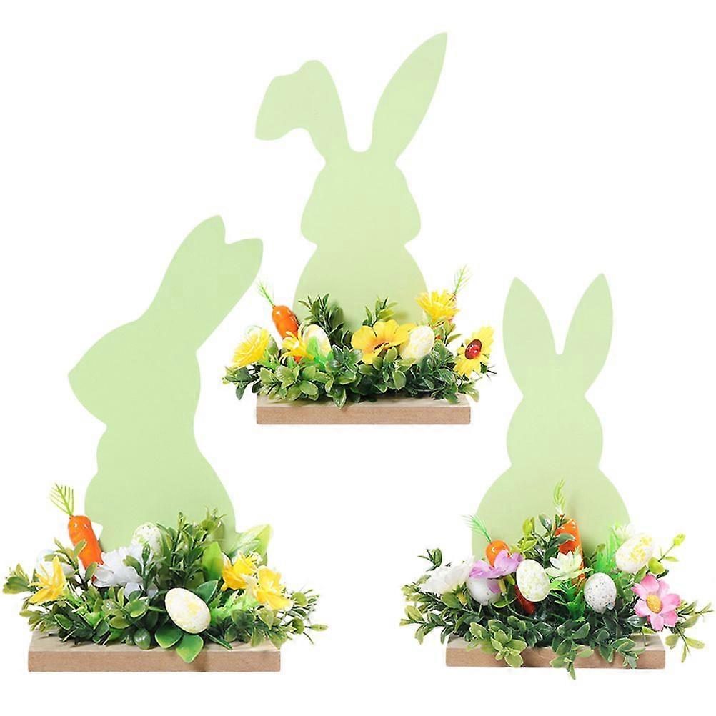 3pcs Easter Wood Bunny Table Decoration Spring Bunny Wood Tabletop Easter Decoration