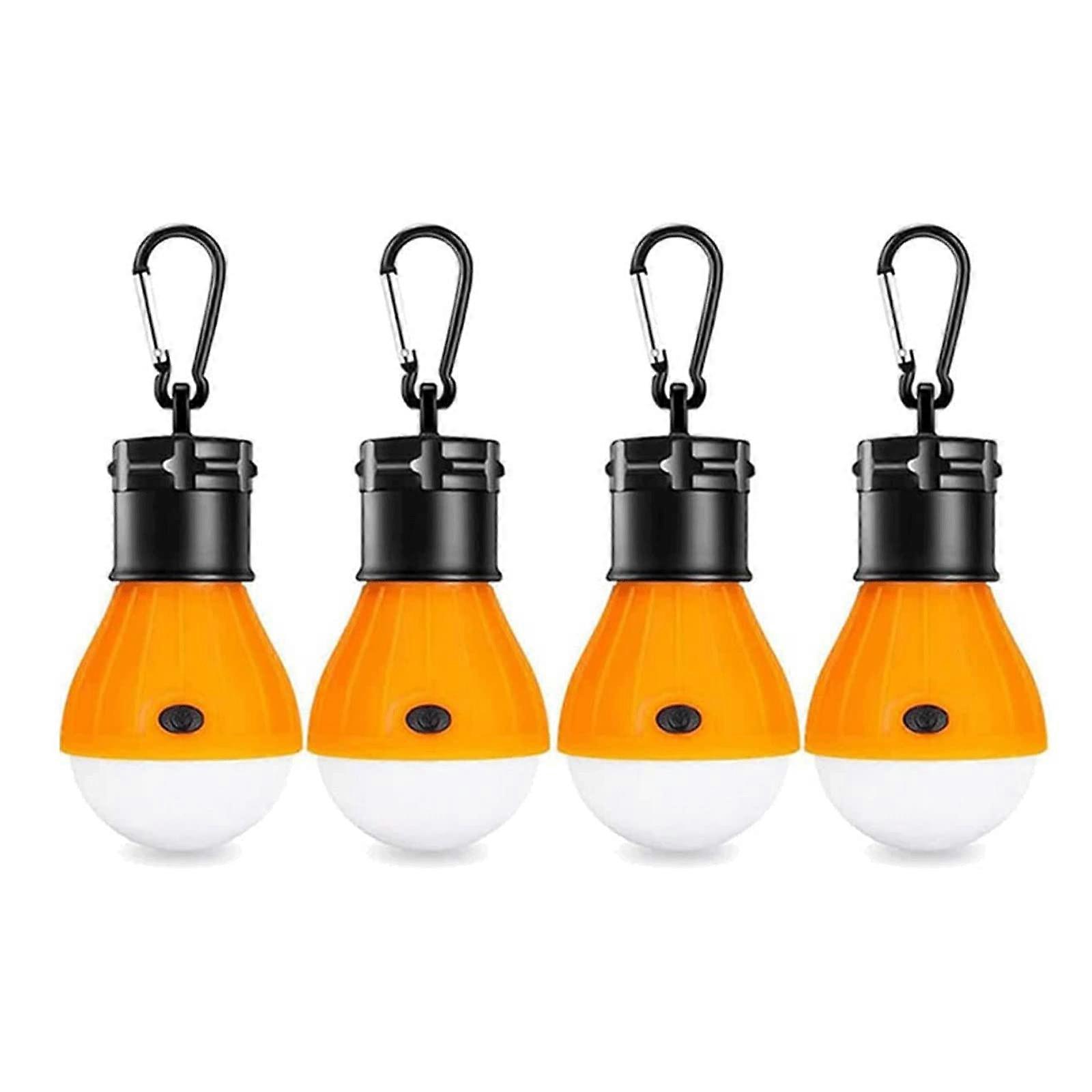 4 Pack LED Camping Lantern Waterproof Tent Light Bulb with Hook Battery Powered 3 Modes