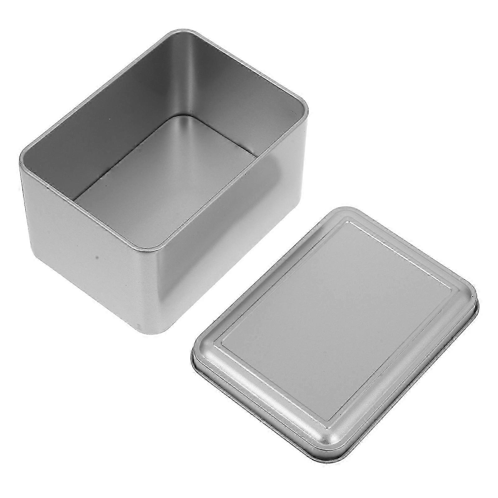 Metal Cookie Tins Silver Rectangular Box for Storage 4Pcs