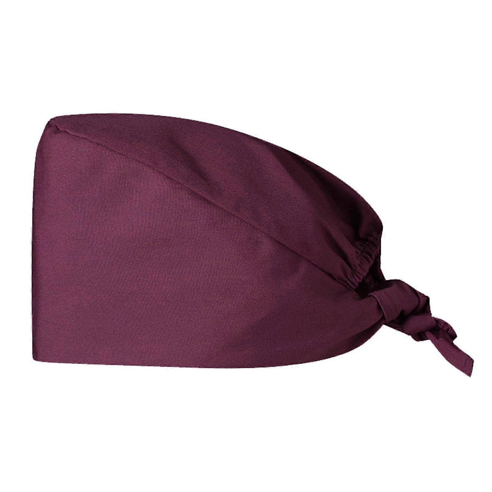 Unisex Adjustable Surgical Cap Breathable Polyester Scrub Hat for Nurses and Doctors Claret