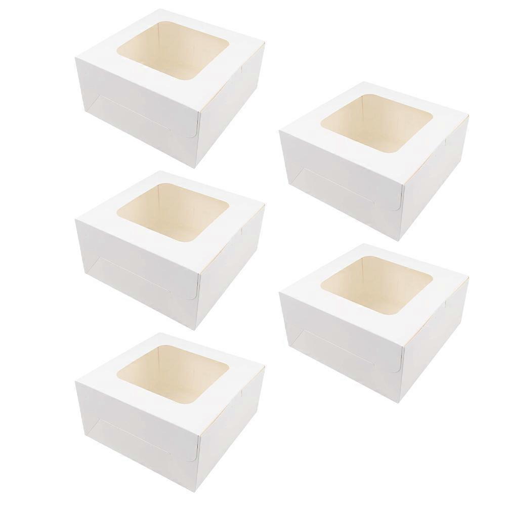 White Cake Dessert Paper Boxes for Storage Use 5Pcs with Window