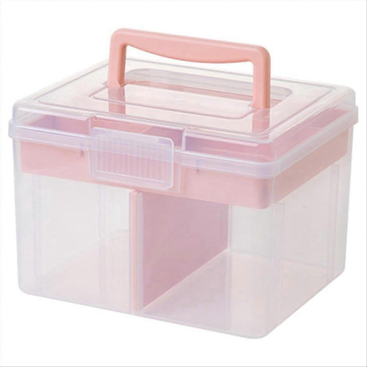 Clear Craft Stackable Storage Box with Storage Tray Travel Case, Pink