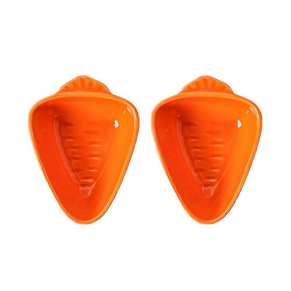 2Pcs Orange Ceramic Sauce Storage Plate for Kitchen Use Mini Dishes