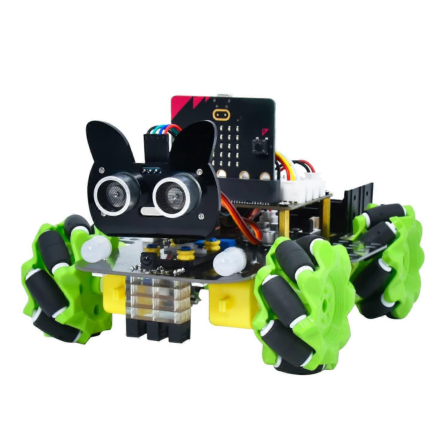 4WD Smart Car Robot Kit for Microbit STEM Education, Makecode Python Coding, IR Remote and App Control