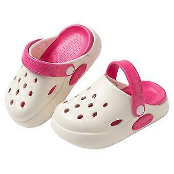 Mädchen- und Jungensandalen, Sommer, niedlich, einfarbig, geschlossene Zehen, rutschfeste, weiche Sohle, zum Hineinschlüpfen, Wasserschuhe, trendige Schulsandalen für Kleinkinder, Pink, 4-6 Jahre