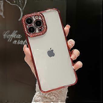Funda transparente con purpurina para iPhone 11 Pro – Funda delgada de lujo con diamantes de imitación brillantes, funda transparente de silicona suave para mujeres y niñas, color rojo.