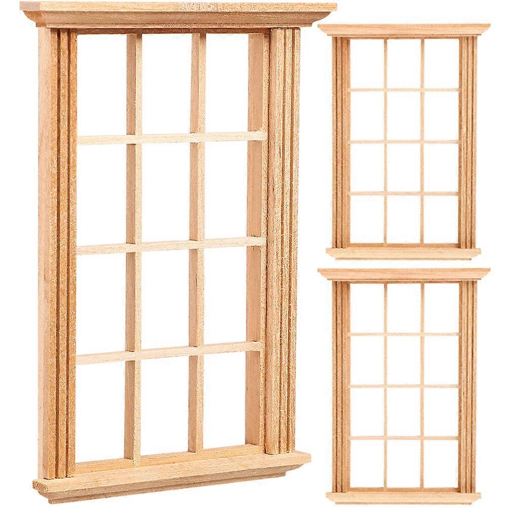 Dollhouse Windows Tiny House Window Frames for Kids Playing 3Pcs Set