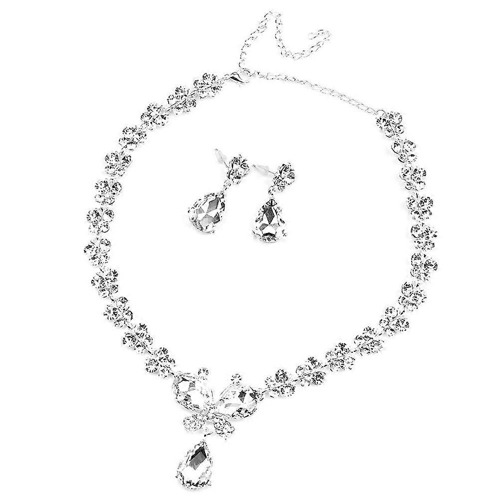 Colar e brincos de strass para noivas.