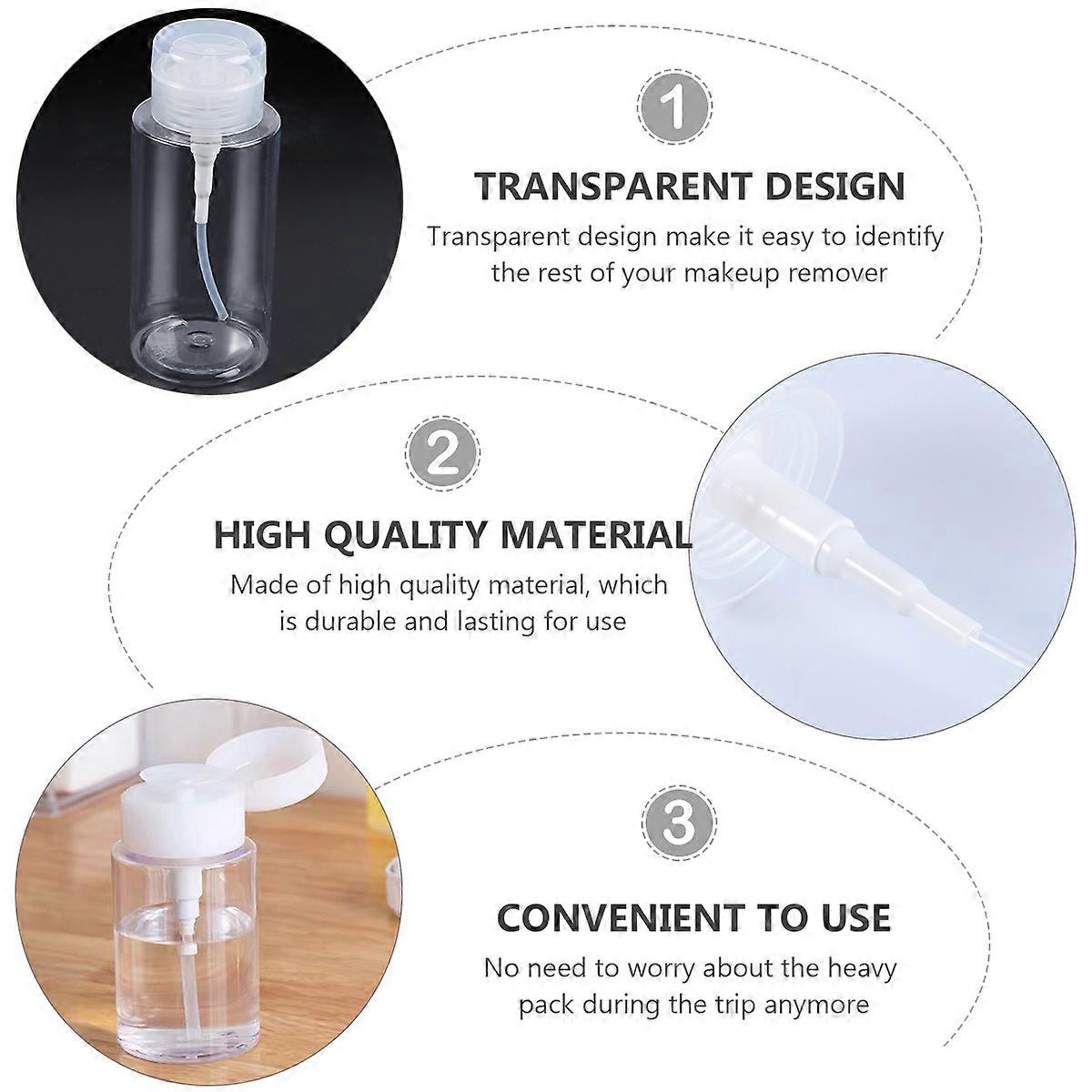 Pump Bottle for Makeup Remover with 4Pcs Portable Plastic Bottles