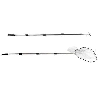 1 filet de capture pour volailles, en acier inoxydable, avec poignée télescopique et crochet, pour l'élevage de volailles en extérieur (canards, oies, petits animaux).