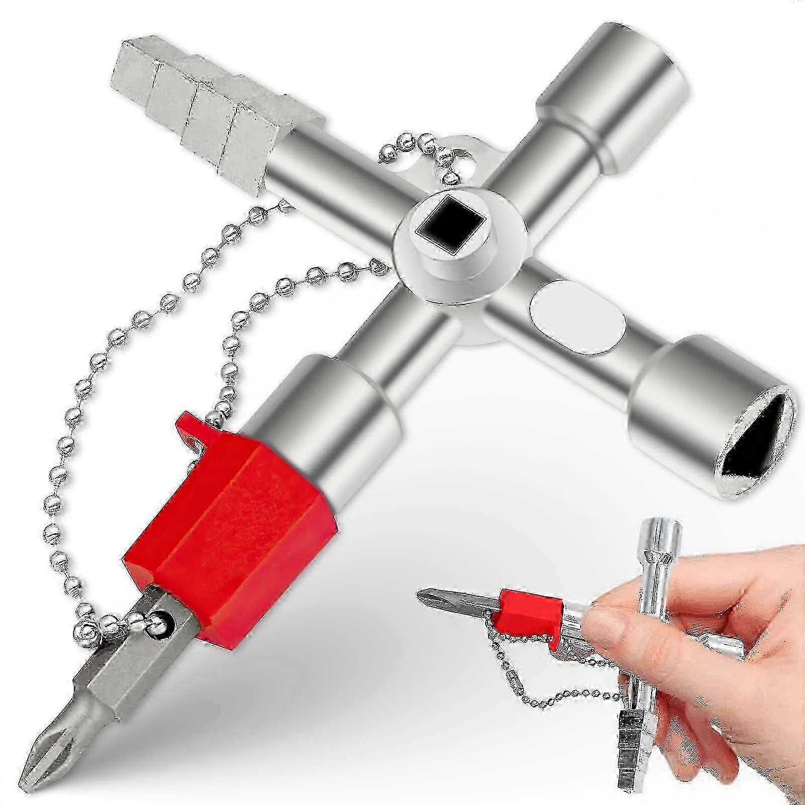 4-Way Multi-Function Universal Cross Wrench for Water/Gas Meters, Radiators, Elevators