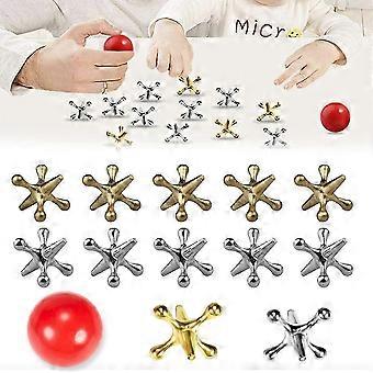 Conjunto de Bolas para Jogo, 10 Bolinhas Metálicas Sortidas em Dourado e Prateado com Bola Saltitante, Material em Liga Metálica, Brinquedo Infantil Vintage para Viagens e Atividades ao Ar Livre