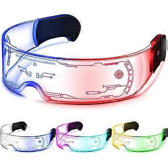 4 Pairs LED Visor Glasses Light up Glasses Futuristic Glasses Luminous Rave Glasses 7 Colors 4 Modes for Club Christmas Party