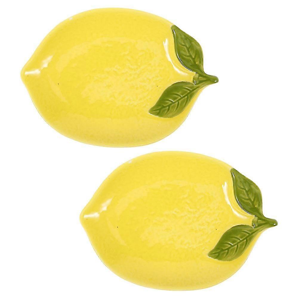 2Pcs Ceramic Lemon Serving Plates for Appetizers